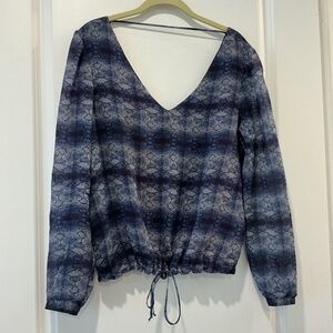 Rory Becca Blue Silk Snake Print Blouse